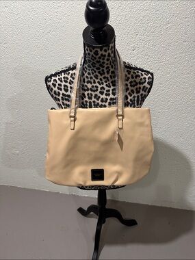 Victoria's Secret Cream Tote with Metallic Gold Handles